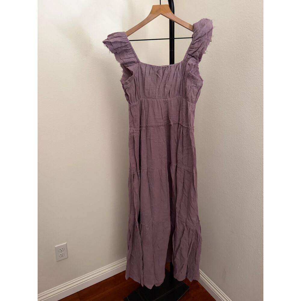 New free the rose’s cotton purple maxi dress gauze sz S - Picture 5 of 5